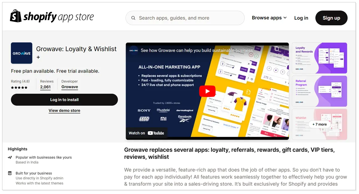 Growave: Loyalty and Wishlist.