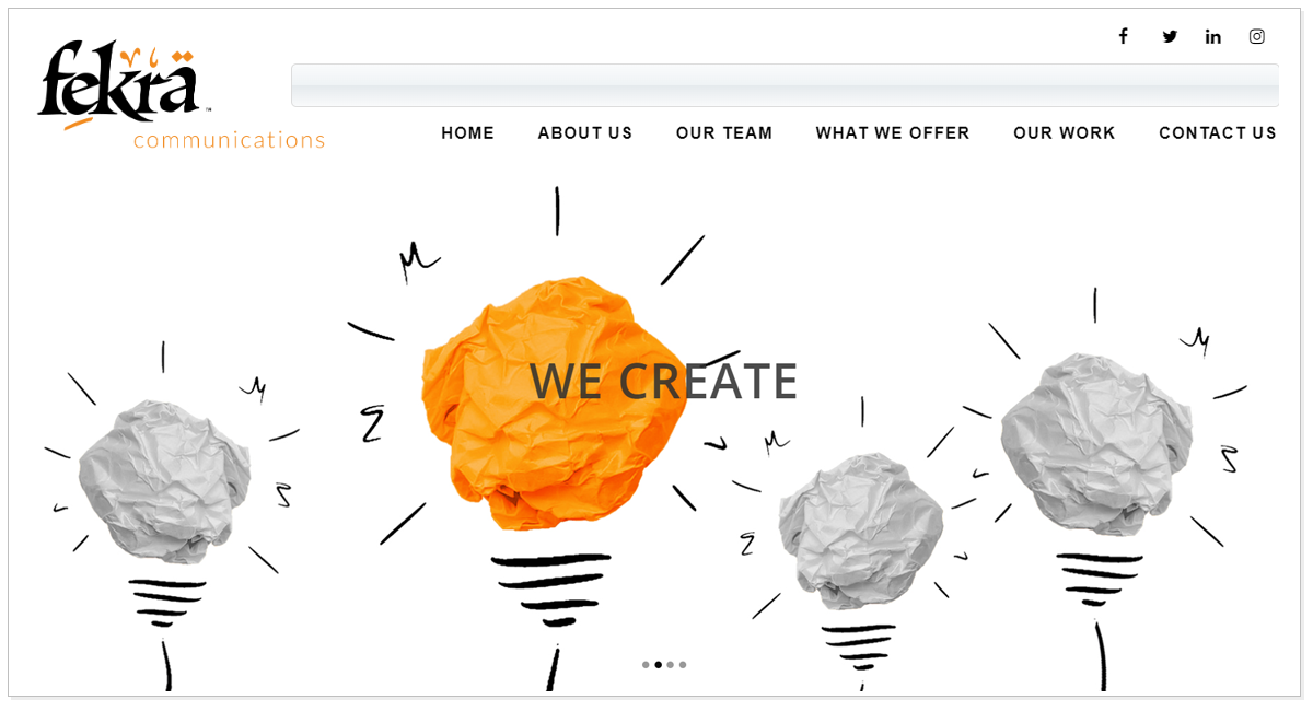 Fekra Communication home page picture with a message we create.