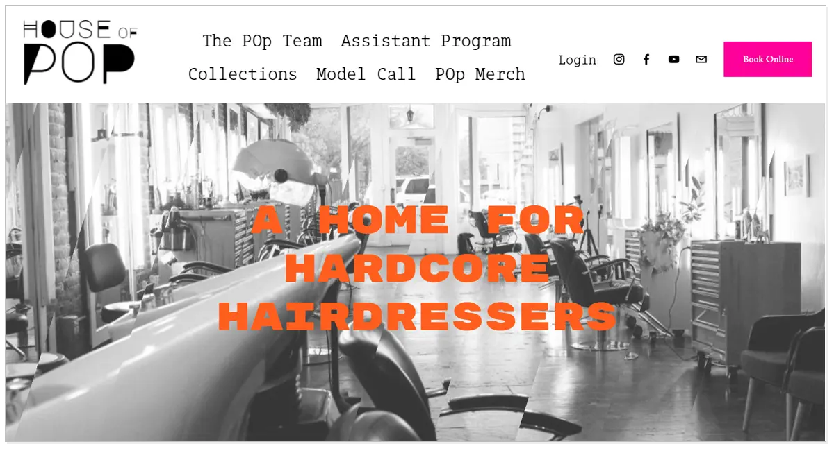 House of Pops home page with a picture of a office with chairs.