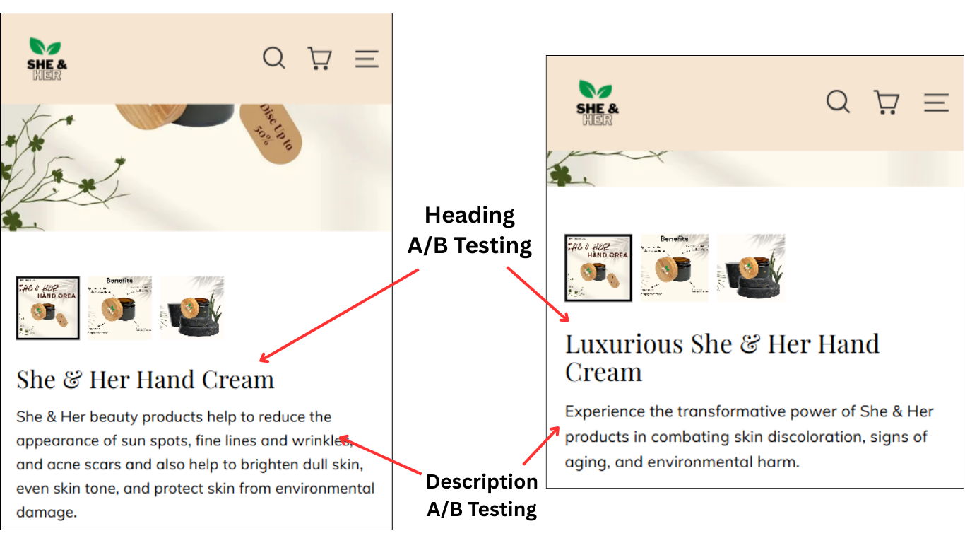 heading and description a/b testing
