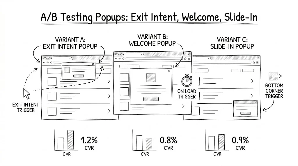 A/B Testing Popups: Exit Intent, Welcome, Slide-In