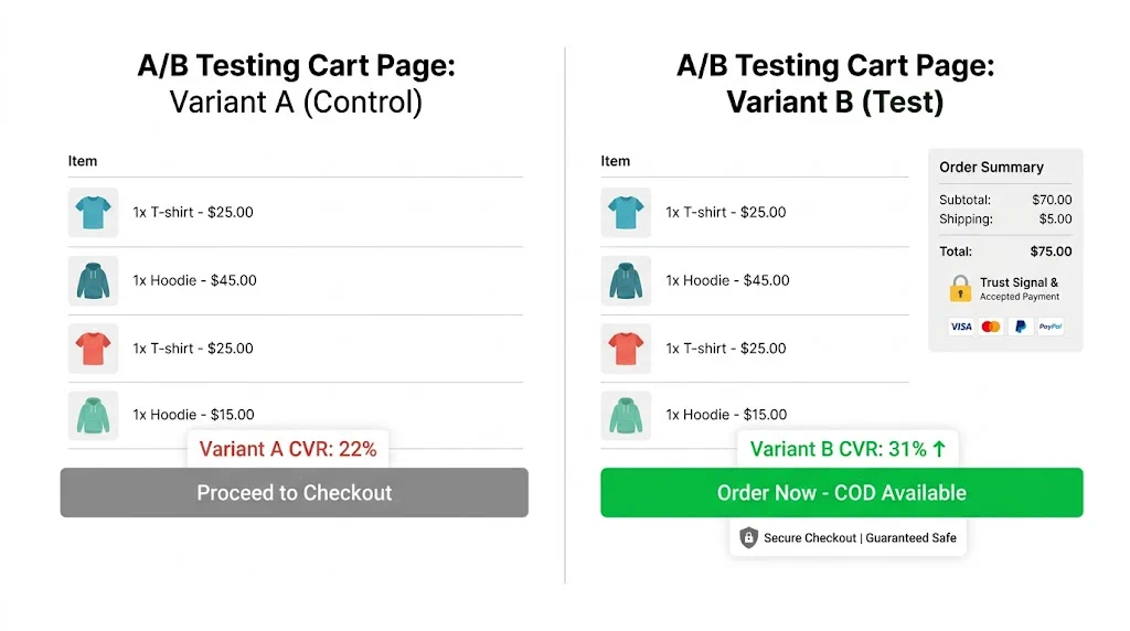 Cart pages test elements