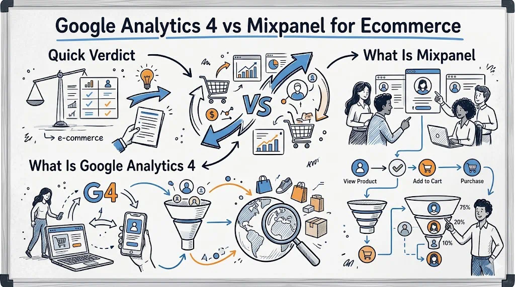 Google Analytics 4 vs Mixpanel for Ecommerce