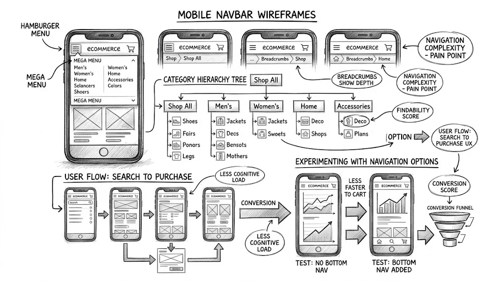 Mobile Bottom Navigation for Ecommerce