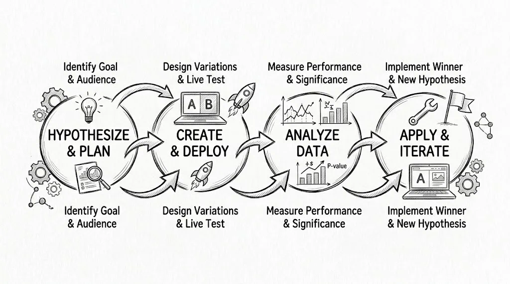 Process steps hypothesize deploy analyze iterate